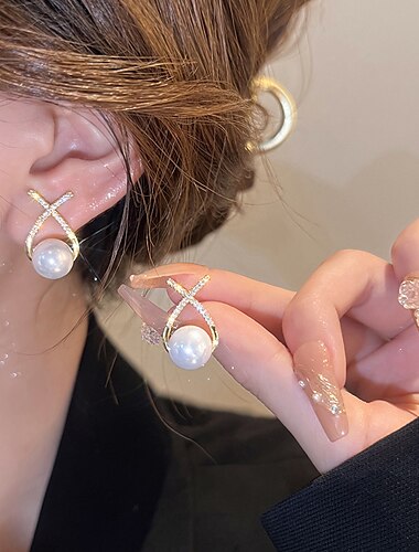  Women's Pearl Stud Earrings Fine Jewelry Classic Precious Elegant Stylish Imitation Pearl Earrings Jewelry White For Gift Festival 1 Pair