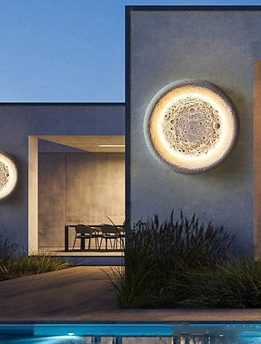  في الهواء الطلق وحدة إضاءة LED جداريّة ضوء الحديثة led مقاوم للماء جدار القمر فانوس الشمعدان المرآب حديقة مكتب متجر تركيبات الجدار الخارجي 110-240 فولت