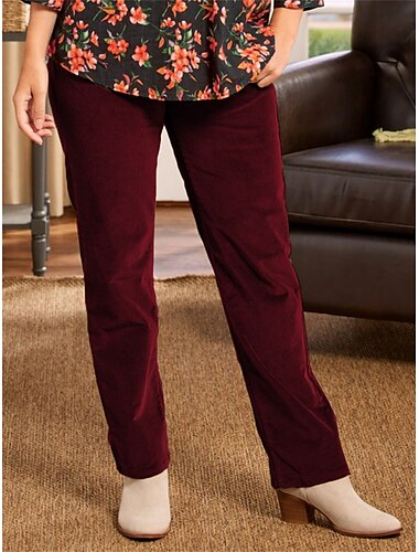  damskie spodnie typu chinos sztruksowe spodnie flanelowe sztruksowa pełna długość sztruksowa kieszeń streetwear na co dzień na zewnątrz wino czarny s m zima jesień/jesień