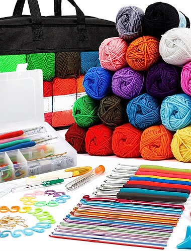  Häkelset für Anfänger, Häkel-Starterset für Anfänger mit Video-Tutorials, Häkelset für Anfänger für Erwachsene und Kinder, Strickset für Anfänger