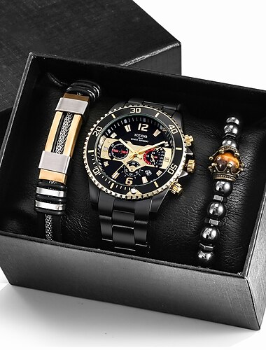  Herren Quarzuhr Top Marke Luxus Casual Business Quarz Analog Armbanduhr für Männer Armband Geschenkset wasserdichte Uhr für Männer Relogio Masculino