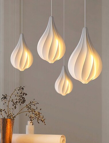 Lámpara colgante en forma de capullo danés Pantalla de acrílico Lámpara colgante Longitud 20 * 35 cm / 25 * 42 cm de altura El colgante LED se puede usar para cocina, isla, dormitorio, restaurante,