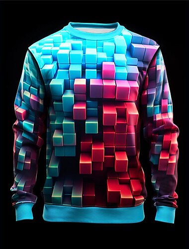  Herr Grafisk Geometrisk Tröjor Pullover-tröja Långärmad Tröja Rund hals Mode Dagligen Ledigt 3D-tryck Semester Helgdag Utekväll Mönster Vår & Höst