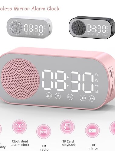  Led Mirror Digital Alarm Clock Speaker Wireless Clock Ηχείο Bluetooth Bluetooth Στερεοφωνικός ήχος Ασύρματα ηχεία Ομιλητής Για Κινητό Τηλέφωνο