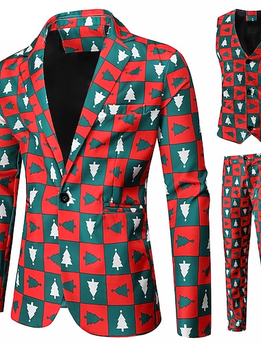  Babbo Natale Completi Vestito da Serata Elegante Abiti di Natale Per uomo Natale vigilia di Natale Completi Natale Per adulto Feste Natale Cappotto Canottiera Pantaloni