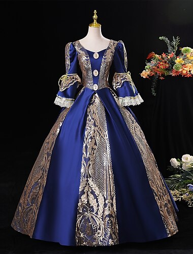  Gotico Vittoriano Ispirato al vintage Vestito Costume da festa Abito da Ballo Principessa Shakespeare Tinta unica Abito da ballo Per donna Reale Halloween Carnevale San Valentino Feste Festa serale