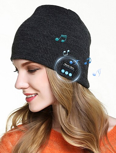  Schlafkopfhörer Bluetooth Beanie Stereo Strick Musikmütze mit Bluetooth 5.0 kabellosen Hüten Kopfhörer Upgraded Männer Frauen Strick Bluetooth Beanie geeignet für Outdoor-Sport Geschenk