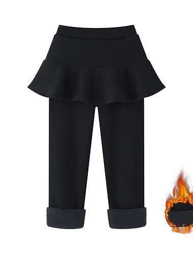  Barn Jente Leggings Helfarge Bedårende Skole Bomull 7-13 år Vår Svart Rosa Vin