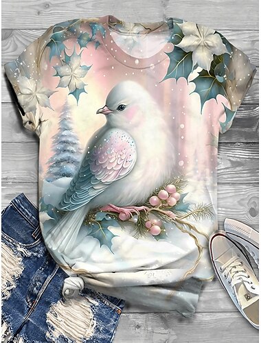  t-shirt femme mode imprimé drôle manches courtes hauts réguliers col rond quotidien week-end blanc rose bleu violet beige printemps&amp; été