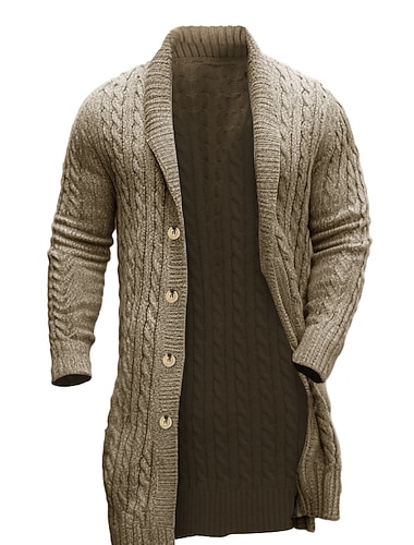 Homme Gilet Cardigan Cardigan épais Tricoter Tunique Boutonner Plein Col Châle Guêtres Moderne contemporain Casual Usage quotidien Vêtement Tenue Automne Hiver Noir Marron M L XL
