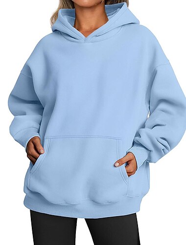 Kapuzenshirt Pullover Glatt Vordertasche Für Damen Erwachsene Nicht druckend Strasse Casual