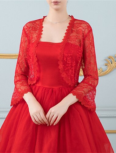  Châles Etoles de Femme Boléro Elégant Mariée manche longue Dentelle Boléros de Mariage Avec Fleur Pour Mariage Printemps été