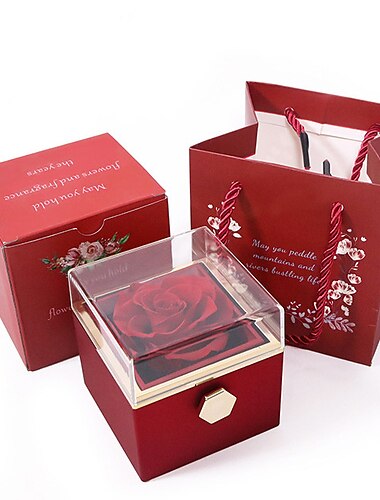  echte ewige Rose rotierendes Geschenkbox-Set romantische ewige Blume | Geburtstag, Muttertag, Geschenke für Frauen, Valentinstagsgeschenk
