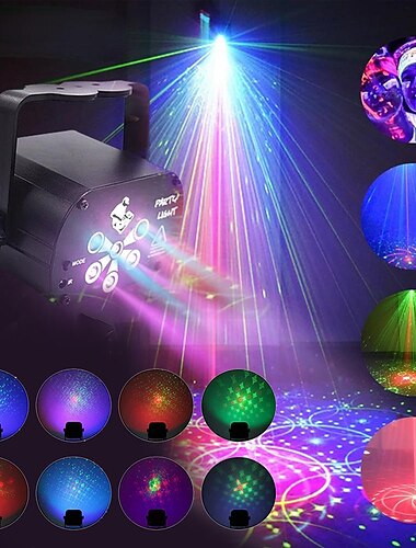  Neue USB LED Bühne Licht Laser Projektor Disco Lampe mit Sprachsteuerung Sound Party Lichter für Home DJ Laser Show Party Lampe