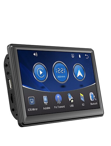  Universeller 7-Zoll-Bildschirm für Autoradio, Multimedia, WLAN-Videoplayer, kabelloser Carplay-Bildschirm für Apple oder Android