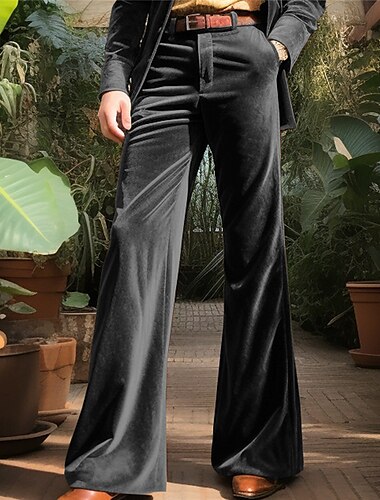 Herren Anzughosen Ausgestellte Hosen Glockenboden Hose Hosen Anzughose Vordertasche Glatt Komfort Geschäft Täglich Festtage Modisch Schick & Modern Gelb Braun