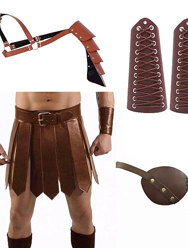  רטרו\וינטאג' פאנק & גותיות ימי הביניים כלי נשק ושריון תלבושות ויקינג אביר קלטי תחפושות בגדי ריקוד גברים ויקינג האלווין (ליל כל הקדושים) נשף מסכות קרנבל הצגה מבוגרים חצאיות מיגון כתף סד לפרק כף היד