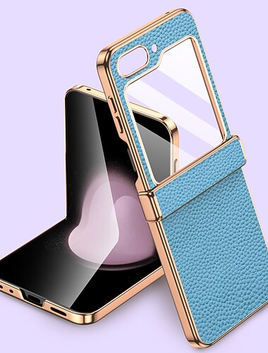  teléfono Funda Para Samsung galaxia Z Flip 5 Funda Trasera Antigolpes piel genuina