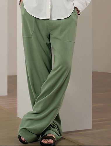  męskie 40% lniane spodnie spodnie luźne spodnie plażowe czarny brązowy elastyczny sznurek przednia kieszeń jednolity kolor komfort miękka joga codzienna moda streetwear