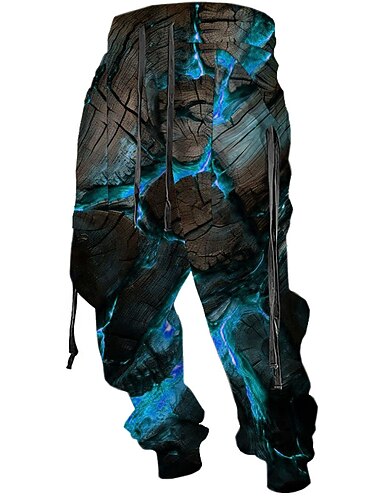  Barst Abstract Voor heren 3D-afdrukken Joggingbroeken Broeken Buiten Straat Casual / Dagelijks Polyester Rood Blauw Paars S M L Medium Taille Elasticiteit Broek