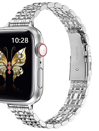  Bransoletka z biżuterią Kompatybilny z Pasek do zegarka Apple Watch 38mm 40mm 41mm 42mm 44mm 45mm 49mm Damskie Błyszczący Kryształ Stal nierdzewna Wymienny pasek do zegarka na iwatch Ultra 2 Series 9