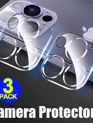  3 stuks Cameralensbeschermer Voor Apple iPhone 16 iPhone 15 Pro Max 14 Plus 13 12 11 Pro Max Gehard Glas 9H-hardheid High-Definition (HD) Krasbestendig