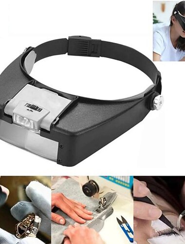  hoofdband vergrootglas led licht hoofdlamp vergrootglas juwelier loep met led-verlichting 1.5x/3x/8.5x/10x
