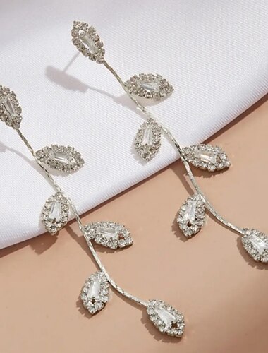  Women's Clear Drop Earrings Fine Jewelry Geometrical Leaf Stylish Trendy S925 Sterling Silver Earrings Jewelry Silver / Gold For Wedding Party 1 Pair