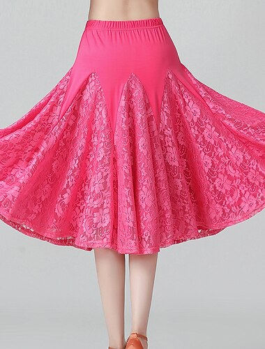  ריקודים סלוניים חצאיות תחרה שחבור בגדי ריקוד נשים הצגה הדרכה גבוה תחרה