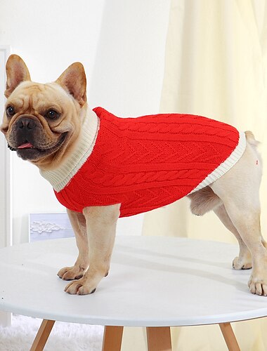  نمط جديد ملابس الكلب عادية الجاكار اللون مطابقة البلوز الحيوانات الأليفة سترة القط الملابس كلب صغير محبوك سترة