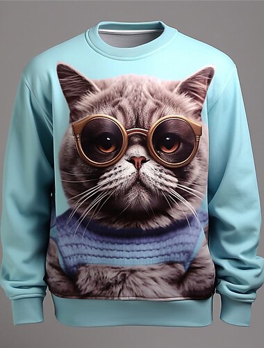  Men's Graphic Animal Lion Sweatshirts Golf Pullover Sweatshirt Long Sleeve Sweatshirt Crew Neck Fashion Daily Casual 3D Print Vacation Holiday Going out Print Spring &  Fall