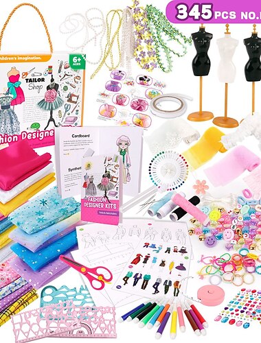  Kinderkleidung-Design-Nähset für 6-12-jährige Mädchen, Aufklärung, DIY, handgefertigt, kreative Herstellung von Kinderkleidung, Spielzeug