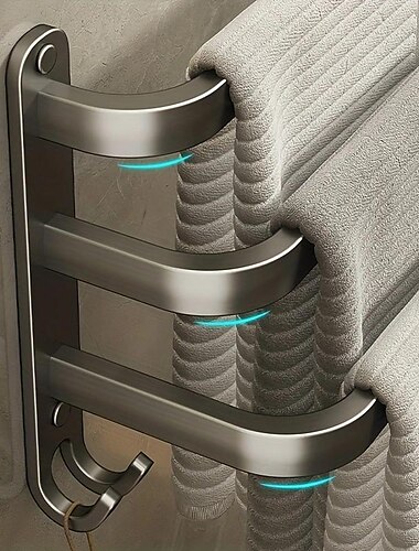  1pc toalheiro montado na parede que economiza espaço-suporte de chuveiro de alumínio para toalhas de banheiro e armazenamento de banheiro