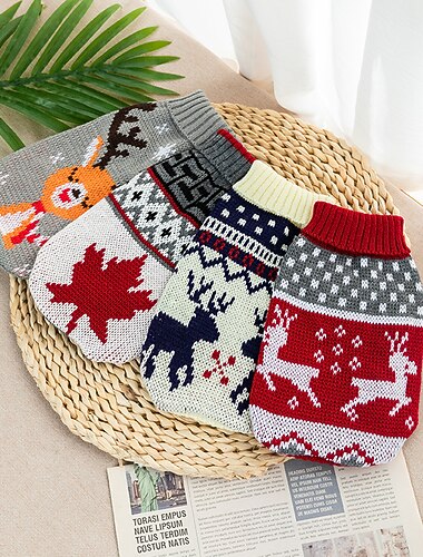  Hund Katze Pullover Jumper Mode Party Winter Warm Atmungsaktiv Weich Waschbar Bequem Weihnachten Outdoor Alltagstauglich Hundebekleidung for Bichon Frise Zwergspitz Baby Haustier Papillon Klein