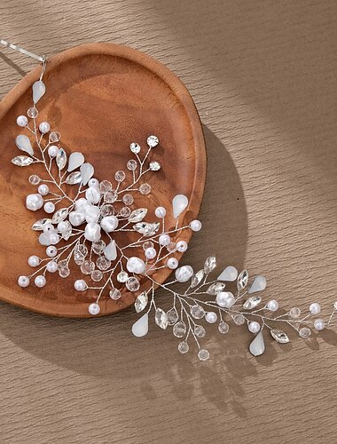 Bandanas Peça para Cabeça Imitação de Pérola Strass Casamento coquetel Luxo Elegante Com Perola Imitação Detalhes em Cristal Capacete Chapéu