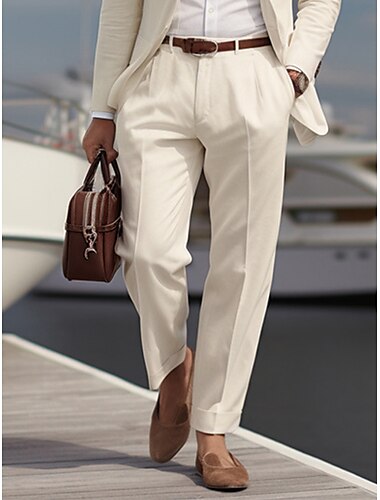  Per uomo pantaloni della tuta Pantaloni Pantaloni con pieghe Pantaloni da completo Bottoni Tasca frontale Gamba dritta Liscio Comfort Traspirante Attività commerciale Giornaliero Per eventi Di