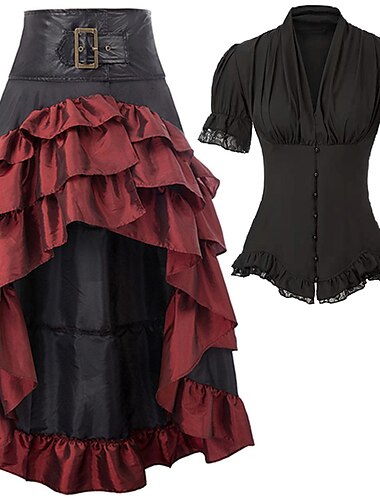  Retro Středověké Renesanční Sukně Halenka / košile Korzet Ren Faire Pirát Elfí Dámské Pirát Fantazie Steampunk Běžné / Denní Dospělé Sukně Tričko