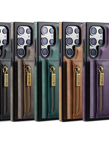  telefone Capinha Para Samsung Galaxy S26 Ultra Plus S25 S24 S23 S22 Plus Ultra S23 FE Capa traseira Capa para Cartão Wallet Com Magsafe Com Suporte Magnética Zíper Retro TPU PC Couro PU