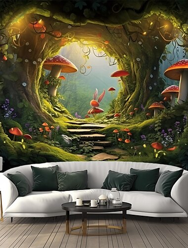  trippy houba jeskyně závěsný gobelín nástěnné umění velký gobelín nástěnná malba výzdoba fotografie pozadí deka závěs domácí ložnice dekorace obývacího pokoje