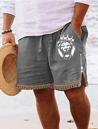  Voor heren Leeuw Korte broek Zomer korte broeken Strandshorts Medium Taille Hawaii Casual Dagelijks Feestdagen Uitgaan Trekkoord Vetoketju Elastische taille Ontwerper Kleding
