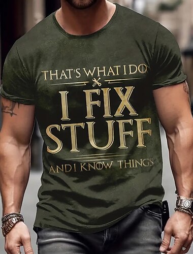  Herre Sjov Grafik T-shirt 'Det er det jeg gør jeg fikser ting og jeg ved ting' Håndværker Popkultur Citat