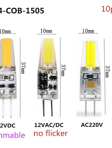 10 pièces led cob g4 3w ampoule 1505 cob silicone ampoule ac/dc 12v 220v dc12v 360 angle de faisceau remplacer halogène lampe à LED lustre lumières