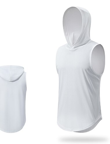  Herr Toppar för män Stridsvagn Ärmlös hoodie Huva Ärmlös Sport & Utomhus Semester Utekväll Ledigt / vardag Gym Snabbtorkande Andningsfunktion Mjukt Slät Svart Vit Sportkläder Mode Sport