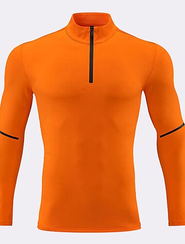  男性用 ジムシャツ コンプレッション・シャツ フィッシングシャツ ジップポロ スタンド 長袖 スポーツ バケーション お出かけ カジュアル／普段着 速乾性 高いストレッチ性 高通気性 ソフト 平織り ブラック ホワイト アクティブウェア ファッション スポーツ