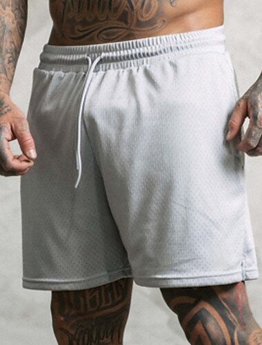  Herren Basketball-Shorts Kurze Sporthose Kurze Sporthose Sport Shorts Mesh-Shorts Sport Ausgehen Wochenende Atmungsaktiv Schnelltrocknend Laufen Bequem Tasche Kordelzug Elastische Taille Glatt
