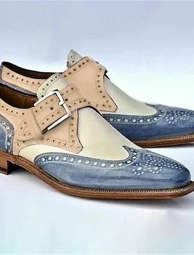  Férfi Félcipők Ρετρό Formális cipők Bullock cipő Ruha cipő Gyalogló Szüret Alkalmi Brit Esküvő Buli és este Bőr Kényelmes Fűzős Tengerészkék Kék Színes Tavasz Ősz