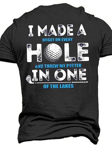  Pánské vtipné golfové tričko - humorné grafické tričko 'Putter v jezeře' pro golfisty