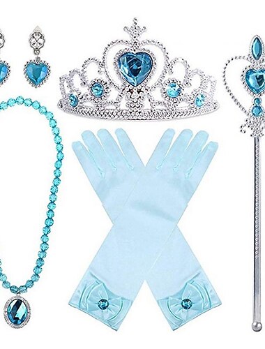 Couvre-chef couronne bâton magique pour enfants et filles, ensemble d'accessoires pour cheveux, collier couronne de performance princesse elsa, gants elsa