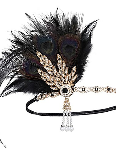  Kopfbedeckung Flapper Stirnband Federn Stirnband Retro Vintage 1920s Aleación Für Der große Gatsby Cosplay Karneval Damen Modeschmuck Modeschmuck