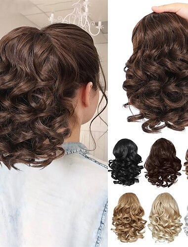  Kordelzug Pferdeschwanz Weich / Natürlich / Einfaches An- und Ausziehen Synthetische Haare Haarstück Haar-Verlängerung Locken 10 Zoll Partyabend / Party / Abend / Freizeitskleidung